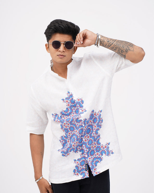 Modern Aura Pure White Linen Short Sleeve Shirt