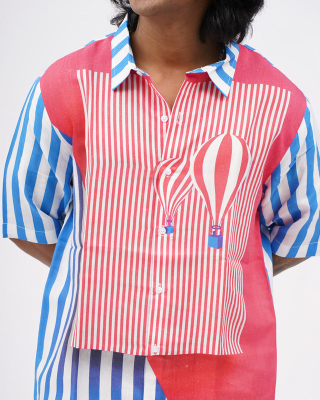 Striped Voyage Pure Satin Linen Shirt for Men