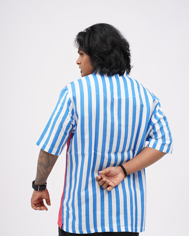 Striped Voyage Pure Satin Linen Shirt for Men