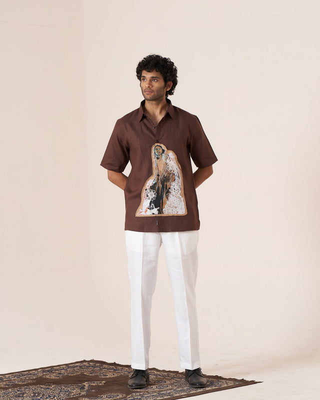 Brown Shirt, shirt for men, shirt for women, shirts for men, shirts for women, Short Sleeve shirt, satin linen shirt, beach wear shirt, party wear shirt