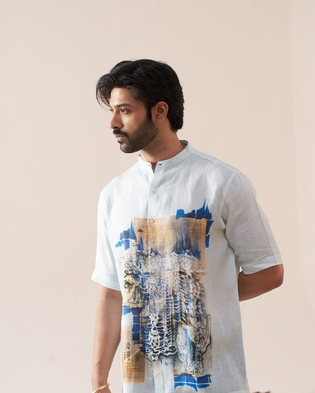 Serene Collage (Pure Linen Short Sleeve Shirt) – AddysForMen®️