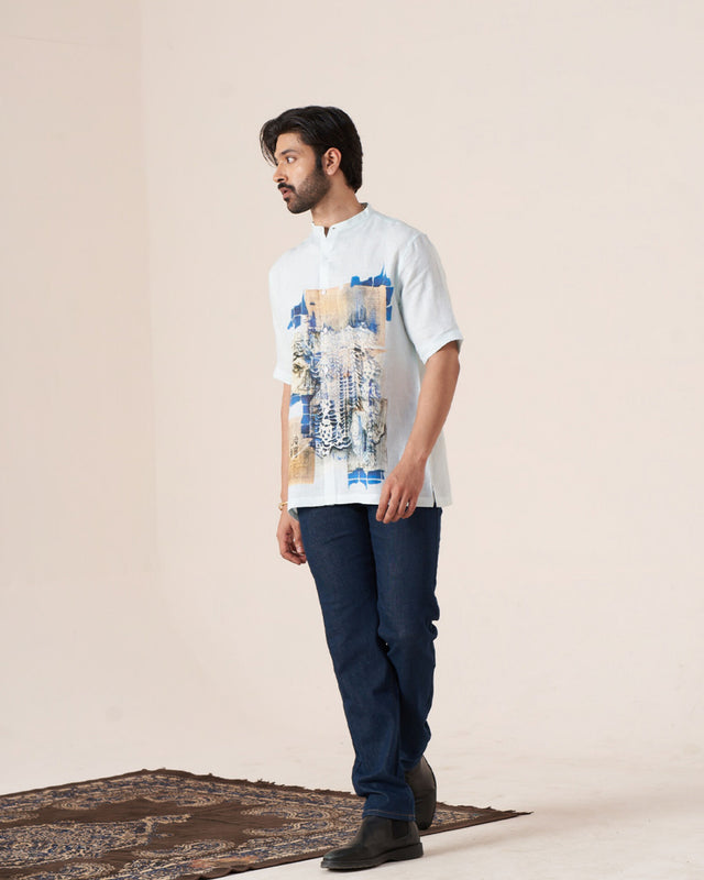 Serene Collage (Pure Linen Short Sleeve Shirt) – AddysForMen®️