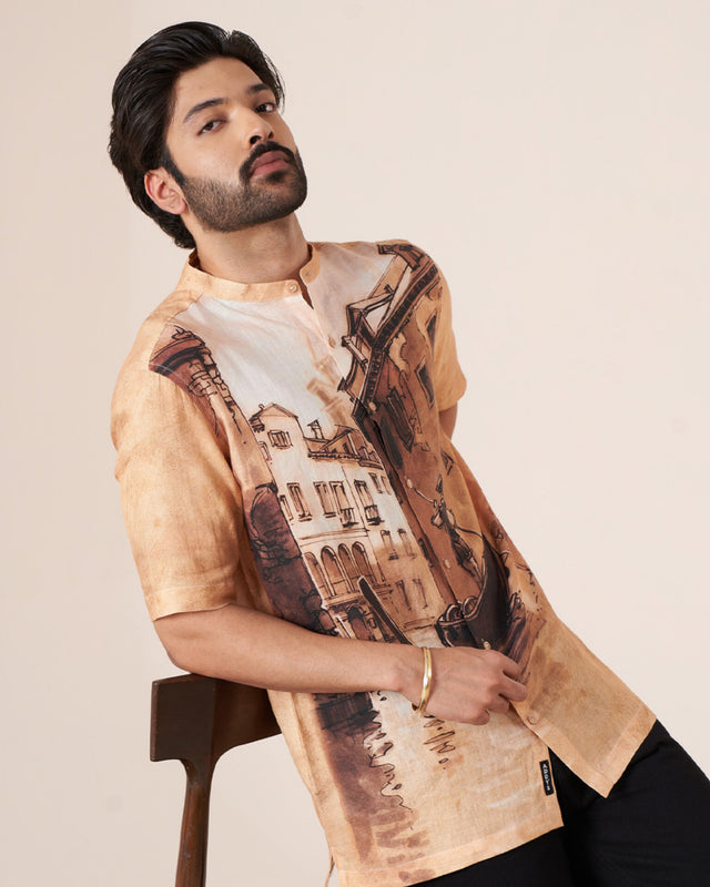 Venetian Reverie (Pure Linen Short Sleeve Shirt) – AddysForMen®️