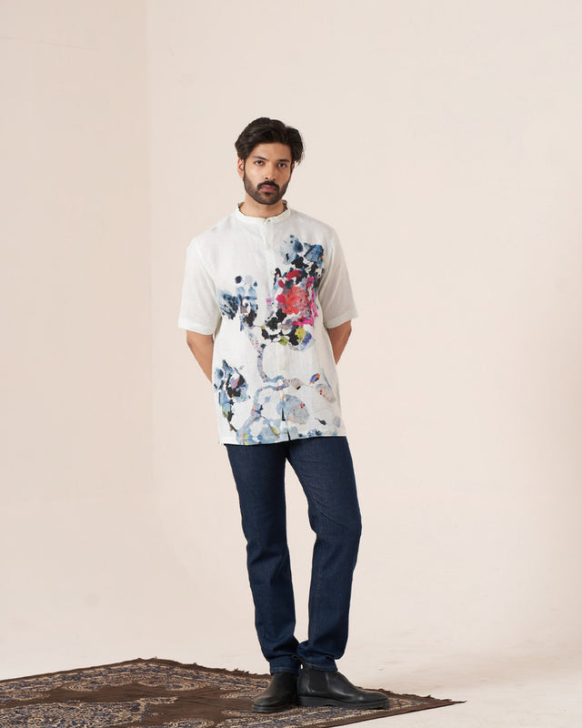Floral Symphony (Pure Linen Short Sleeve Shirt) – AddysForMen®️