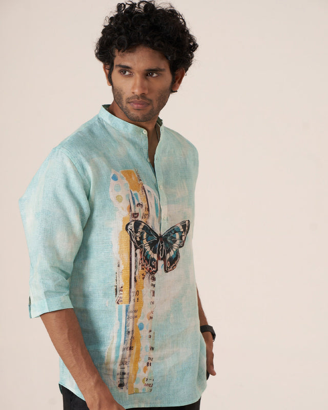Butterfly Dreams (Pure Linen 3/4 Sleeve Shirt) – AddysForMen®️