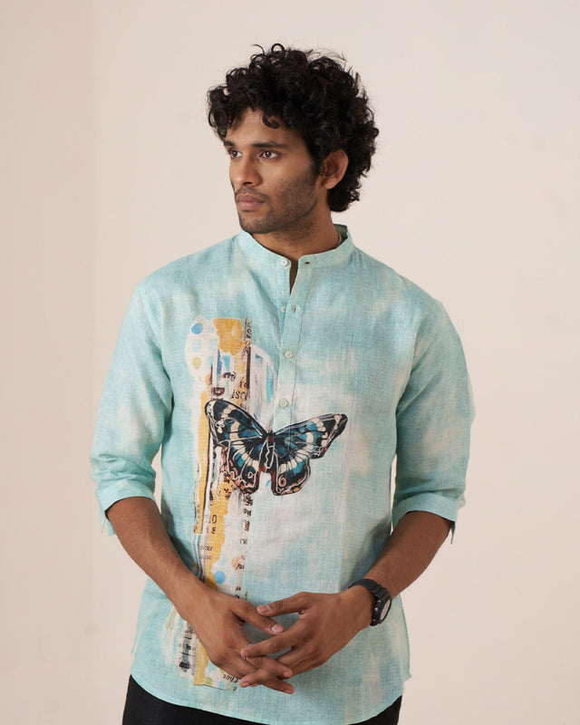 Butterfly Dreams (Pure Linen 3/4 Sleeve Shirt) – AddysForMen®️