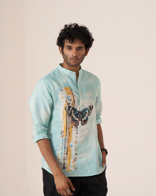 Butterfly Dreams (Pure Linen 3/4 Sleeve Shirt) – AddysForMen®️