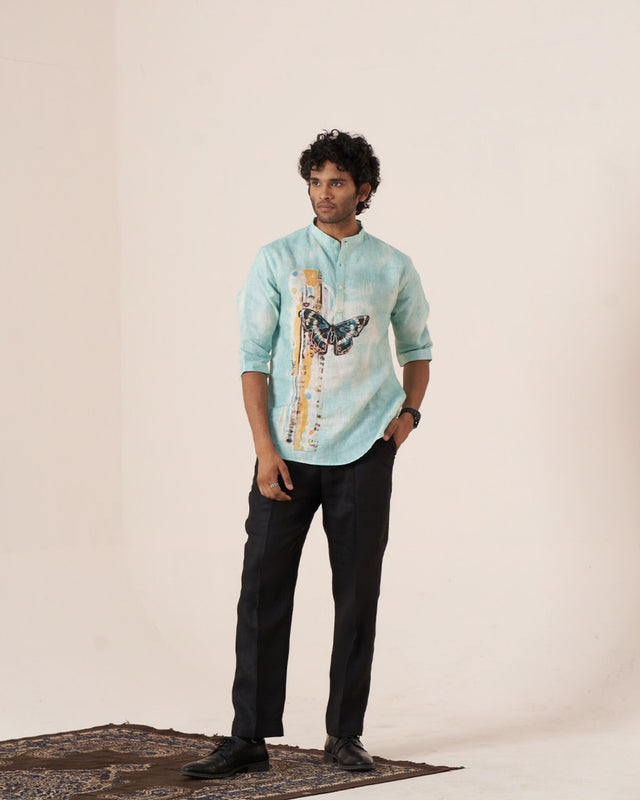 Butterfly Dreams (Pure Linen 3/4 Sleeve Shirt) – AddysForMen®️