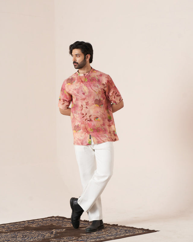 Floral Mirage (Pure Linen Short Sleeve Shirt) – AddysForMen®️