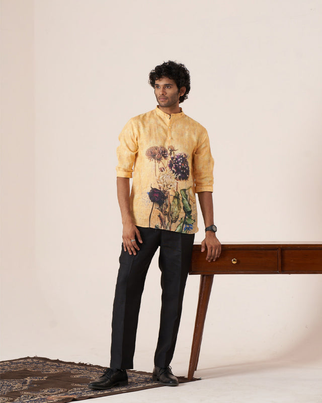 Sunlit Blooms (Pure Linen 3/4 Sleeve Shirt) – AddysForMen®️