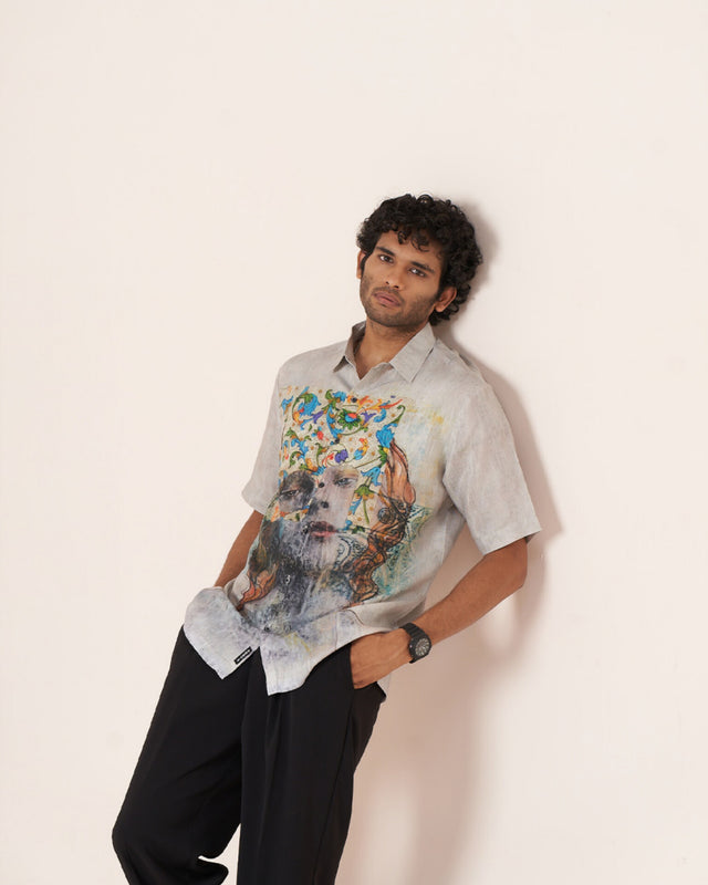 Artistic Vision Pure Satin Linen Short Sleeve Shirt
