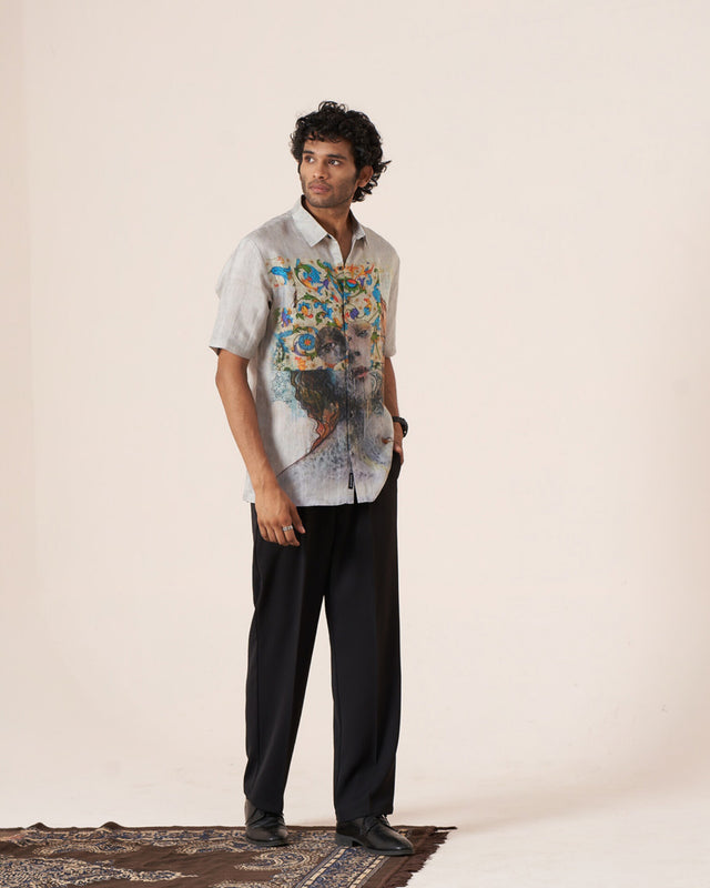 Artistic Vision Pure Satin Linen Short Sleeve Shirt