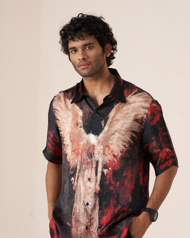 Celestial Wings Pure Bemberg Satin Short Sleeve Shirt