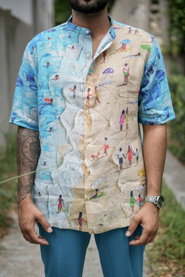 Whispering Waves (Pure Linen Shirt) – AddysForMen®️