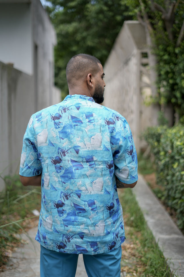 Whispering Waves (Pure Linen Shirt) – AddysForMen®️
