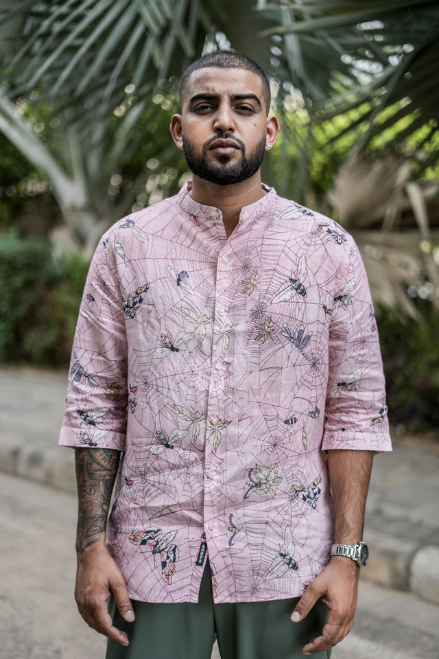 Tranquil Traces (3/4 sleeve Pure Linen Shirt) – AddysForMen®️