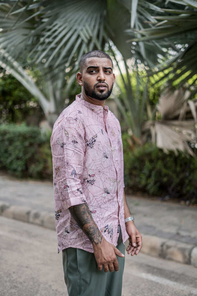 Tranquil Traces (3/4 sleeve Pure Linen Shirt) – AddysForMen®️