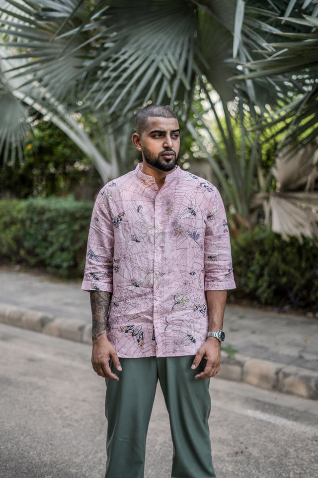 Tranquil Traces (3/4 sleeve Pure Linen Shirt) – AddysForMen®️