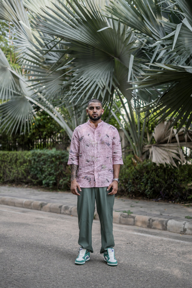Tranquil Traces (3/4 sleeve Pure Linen Shirt) – AddysForMen®️