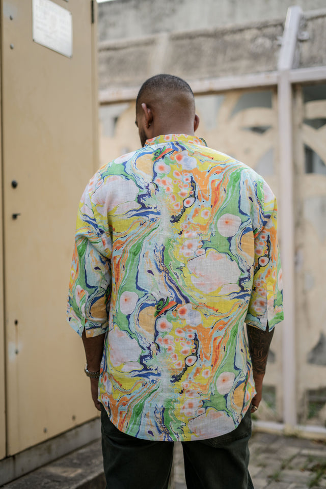 Dusk Delight (Pure Linen Kurta Style Shirt) - AddysForMen®️