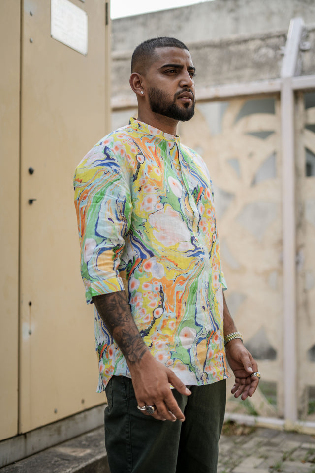 Dusk Delight (Pure Linen Kurta Style Shirt) - AddysForMen®️