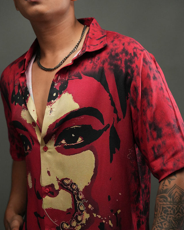Scarlet Queen Red Colour Pure Ecovero (viscose) Short Sleeve Shirt