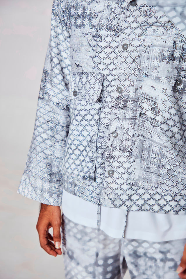 Midnight Jazz : Pure Linen Crop Length Jacket