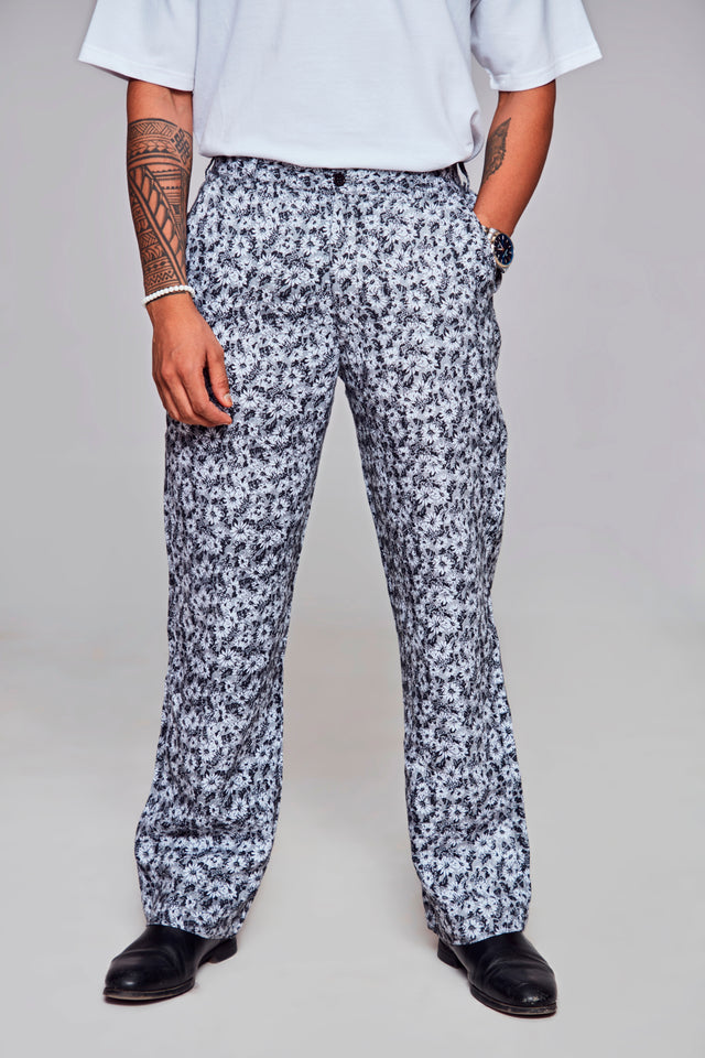 white flower : Pure Linen Wide Leg Loose Fit Pant