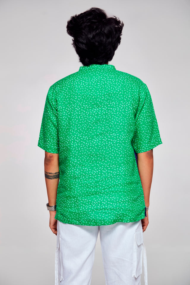 Botanical Harmony : Nature's Beauty with Floral Delicacy - Pure Linen Short Sleeve Kurta