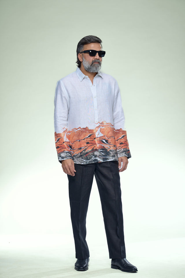 Canyon Horizon Pure Linen Full Sleeve Shirt - AddysForMen®