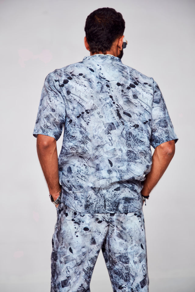 Embracing Love : Symbolic Connection Between Hearts and Humanity - Pure Linen Short Sleeve Kurta