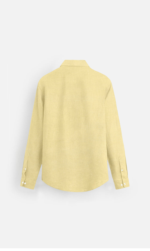 Classic Soft Yellow Plain Formal Pure Linen full Sleeve Shirt - AddysForMen®