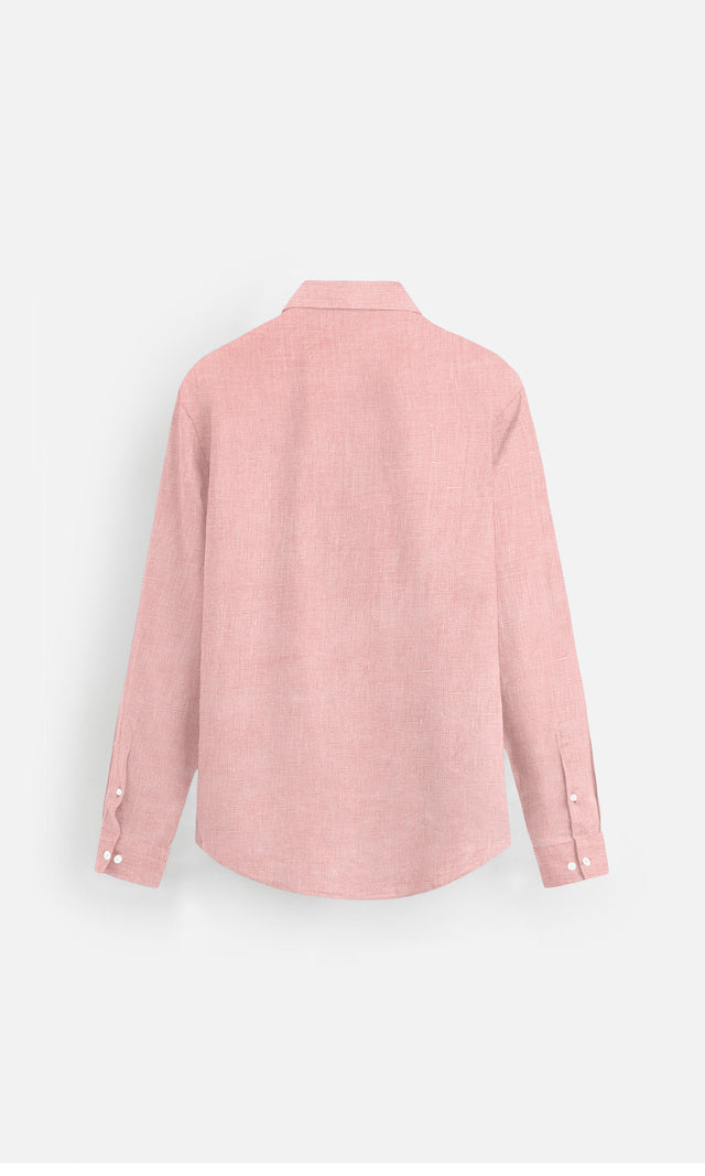 Classic Rose Pink Plain Formal Pure Linen full Sleeve Shirt - AddysForMen®