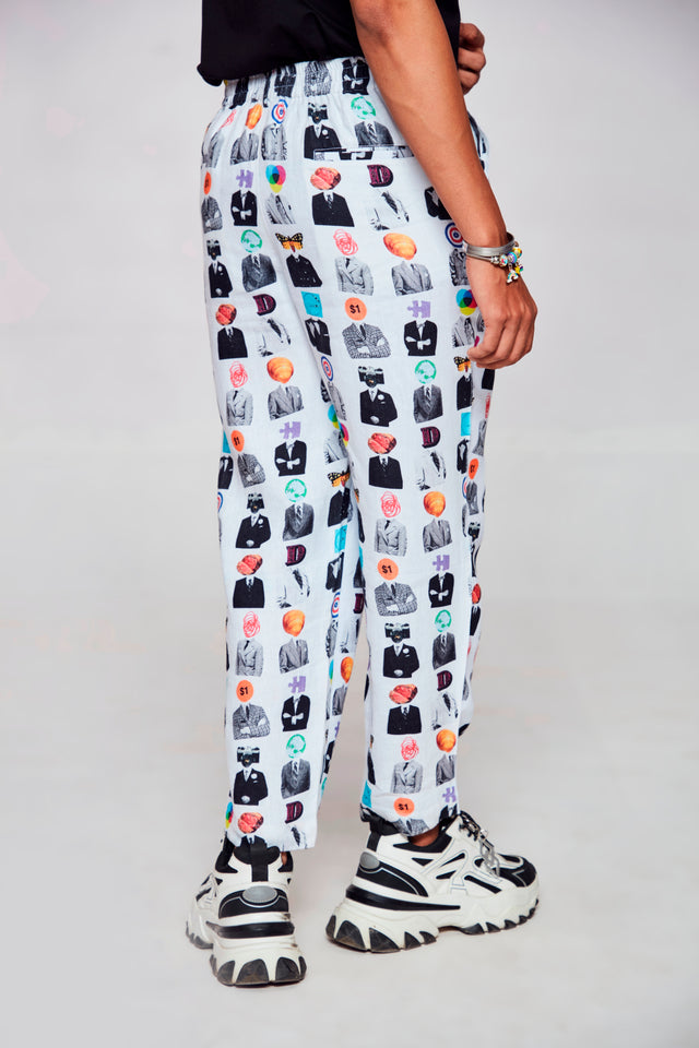 House of Faces : Pure Linen Loose Tapered Fit Pant