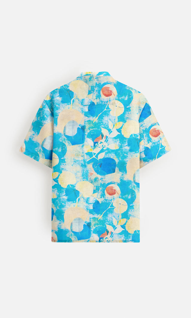 Aqua Bloom (Pure Linen Short Sleeve Shirt) – AddysForMen®️
