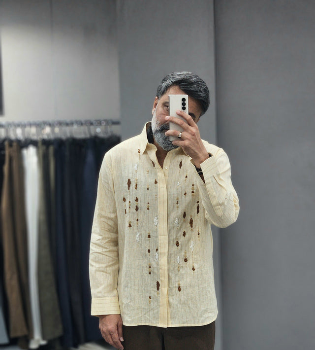 Sun-Drenched Hand-Embroidered Linen Shirt