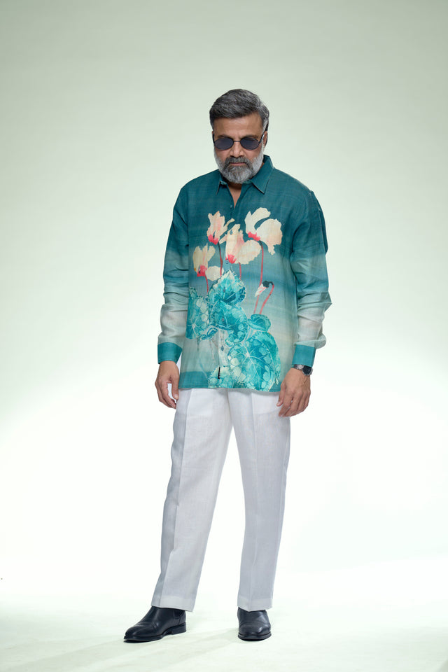 Lotus Art Pure Linen Full Sleeve Shirt - AddysForMen®