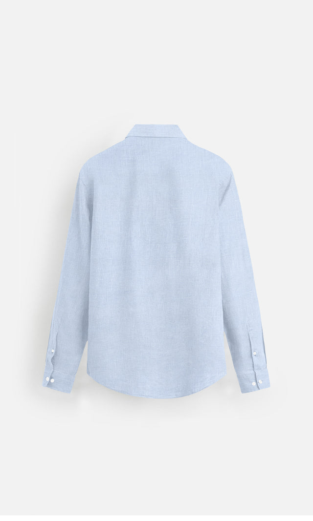 Classic Sky Blue Pure Linen full Sleeve Shirt - AddysForMen®