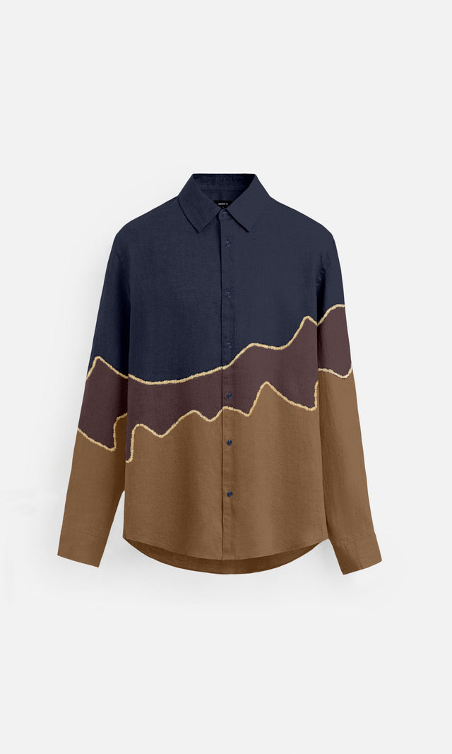Rustic Trails Printed Party Wear Pure Linen Designer Shirt