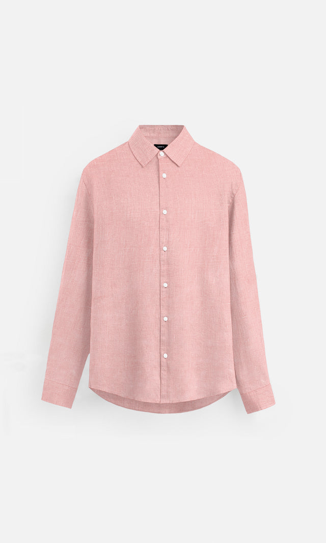 Classic Rose Pink Pure Linen full Sleeve Shirt - AddysForMen®
