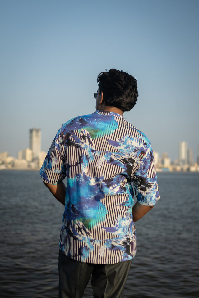 Electric Tide Pure Satin Linen Short Sleeve Shirt