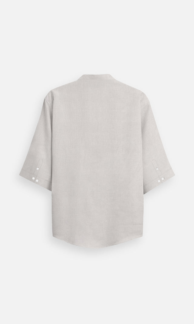 Classic Beige Pure Linen Kurta Style Shirt for Unisex - AddysForMen®