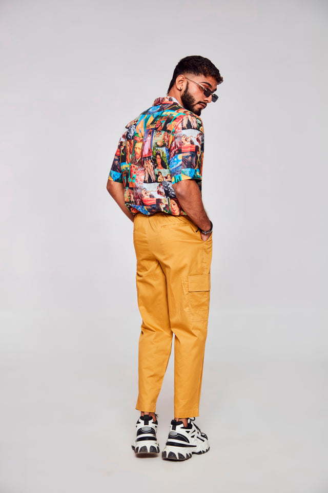 Artistic Collage Printed Exquisite Fusion of Stories - Pure Linen Shirt