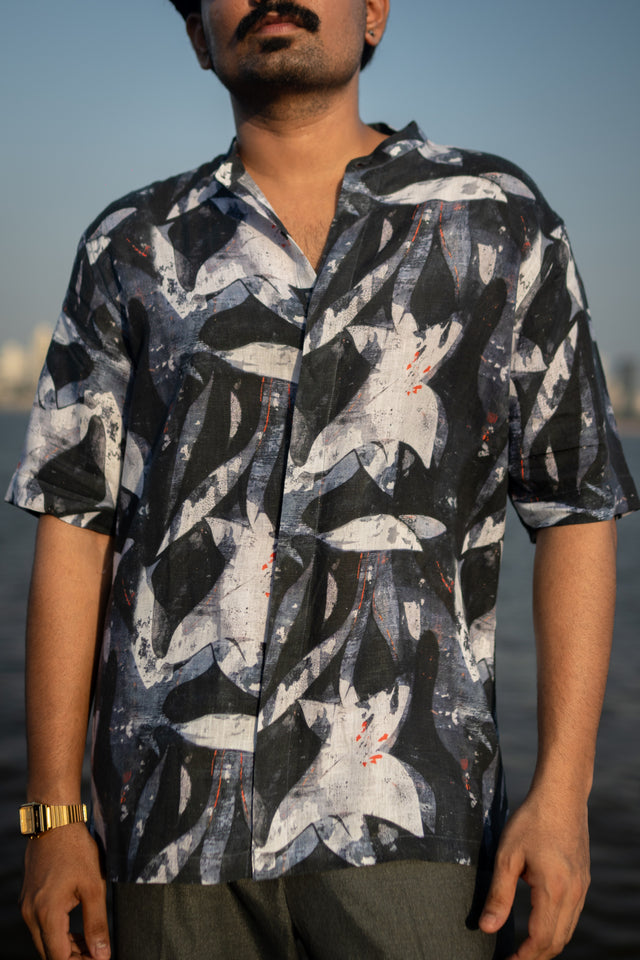 Abstarct Bloom Unisex (Pure Linen Short Sleeve Shirt) - AddysForMen®