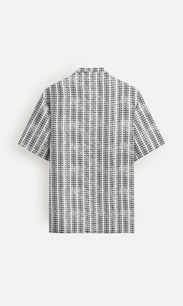 Pink Inscription Stylish Printed Pure Linen Short Sleeve Shirt - AddysForMen®