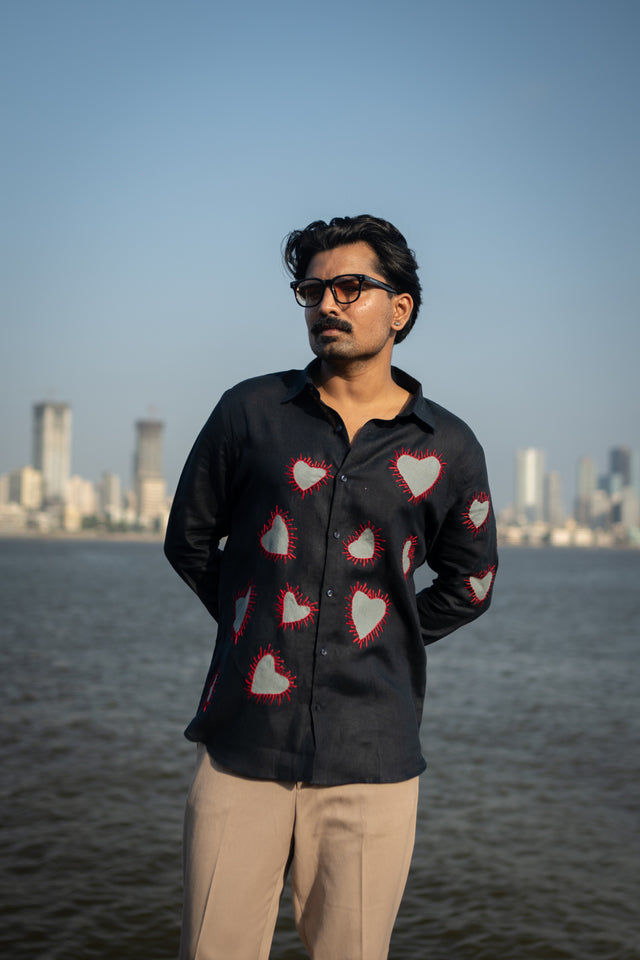 Stitched Love Pure Linen Designer Shirt