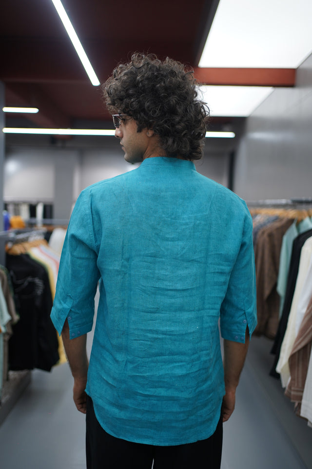 The Ethereal Kurta: Digital Art 3/4 Sleeve Kurta Style Shirt - AddysForMen®️