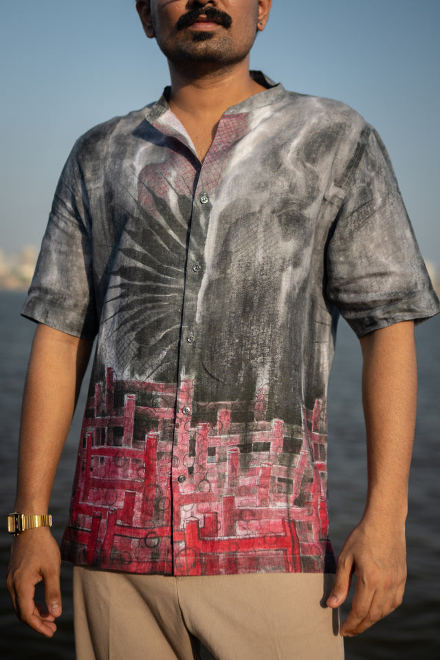 Smoke Wave Unisex (Pure Linen Short Sleeve Shirt) - AddysForMen®