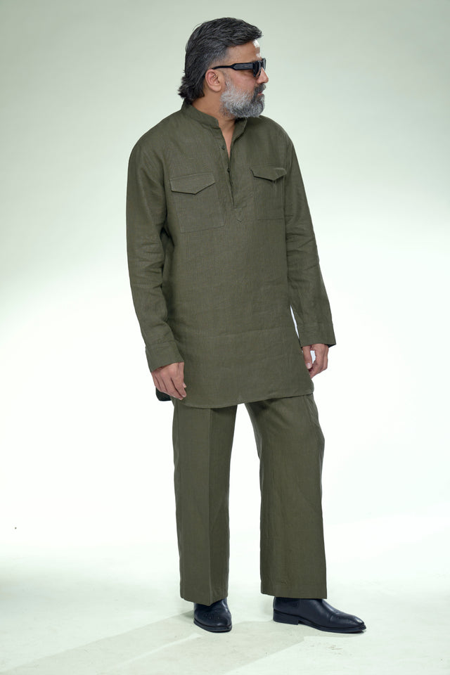 Zen Archive: Minimalist Pure Linen Kurta Set - AddysForMen®️