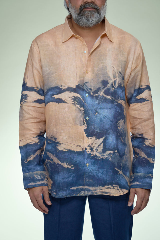 Azure Earth Pure Linen Full Sleeve Shirt - AddysForMen®